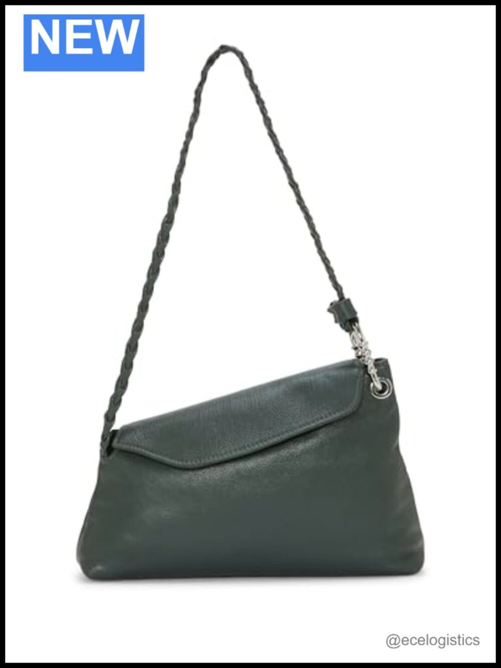 Leather Shoulder Bag with Magnetic Closure, Two Handles, Trapezoid Silhouette,
